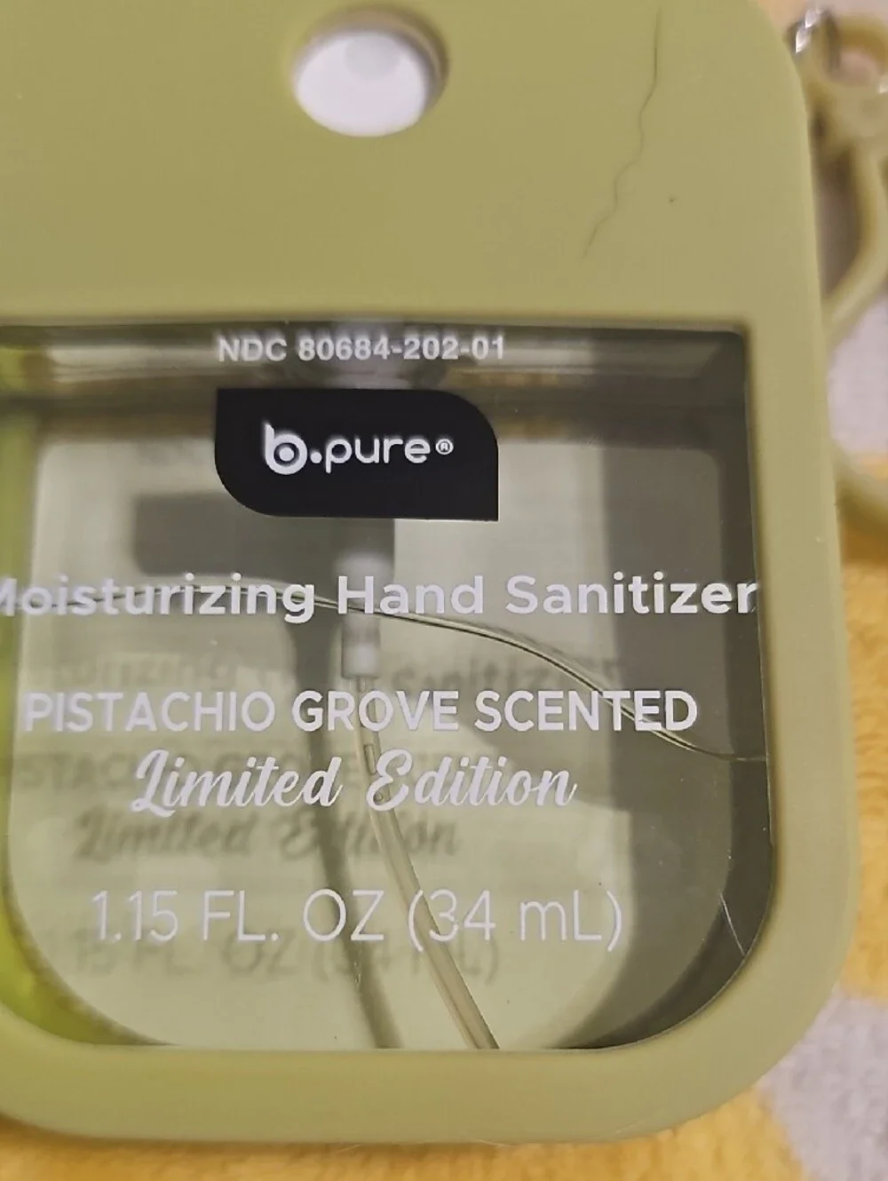 B Pure Pistachio Green Moisturizing Hand Sanitizer Key Holder